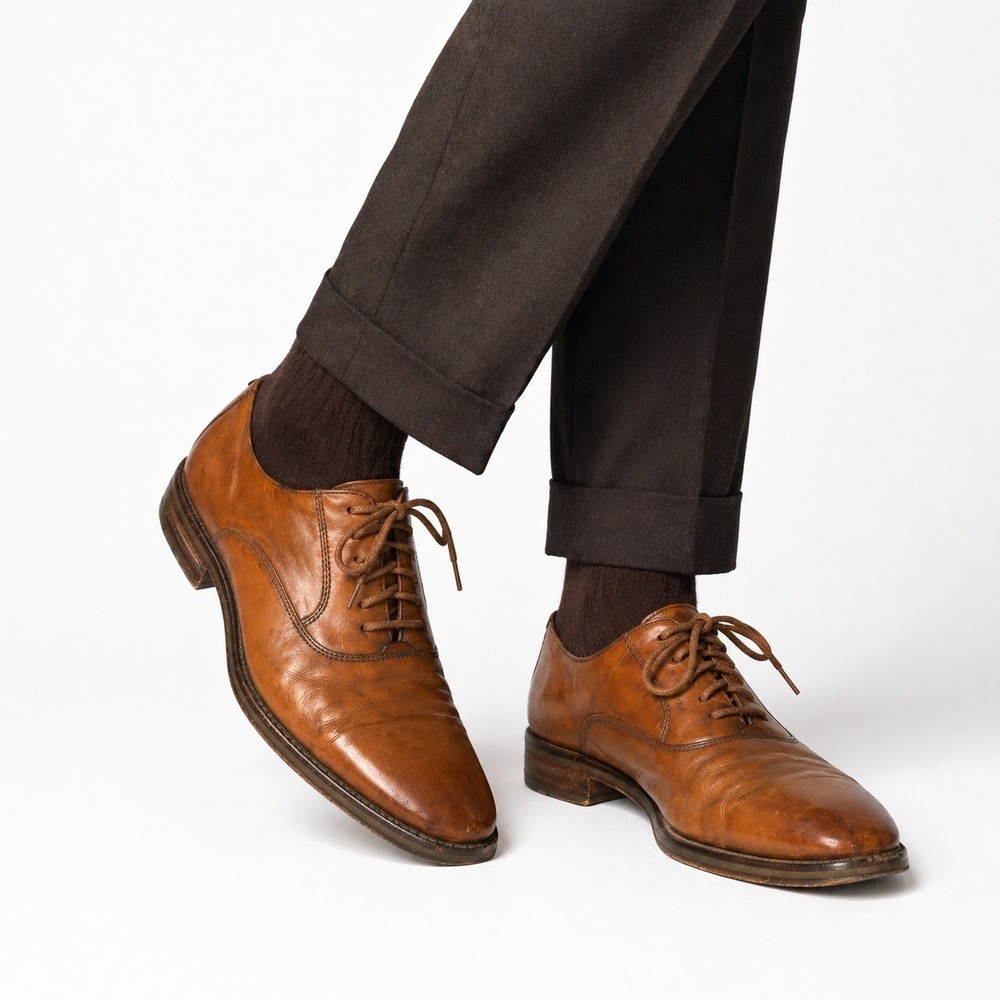 Cole Haan Nik Air Leather Oxford Lace-Up Shoes‎ Men's Size 10M Brown Plain-Toe